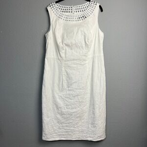 Jessica Howard White Sleeveless Dress‎ Cutout Neckline Sheath Career Party 14